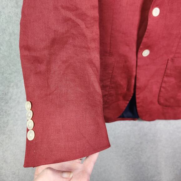 Lauren Ralph Lauren Linen Sport Coat Blazer Jacket 36R Men Preppy Rust Red Fall - Picture 5 of 15